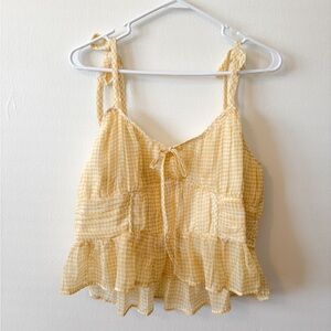 Yellow Gingham Ruffle Tank Top